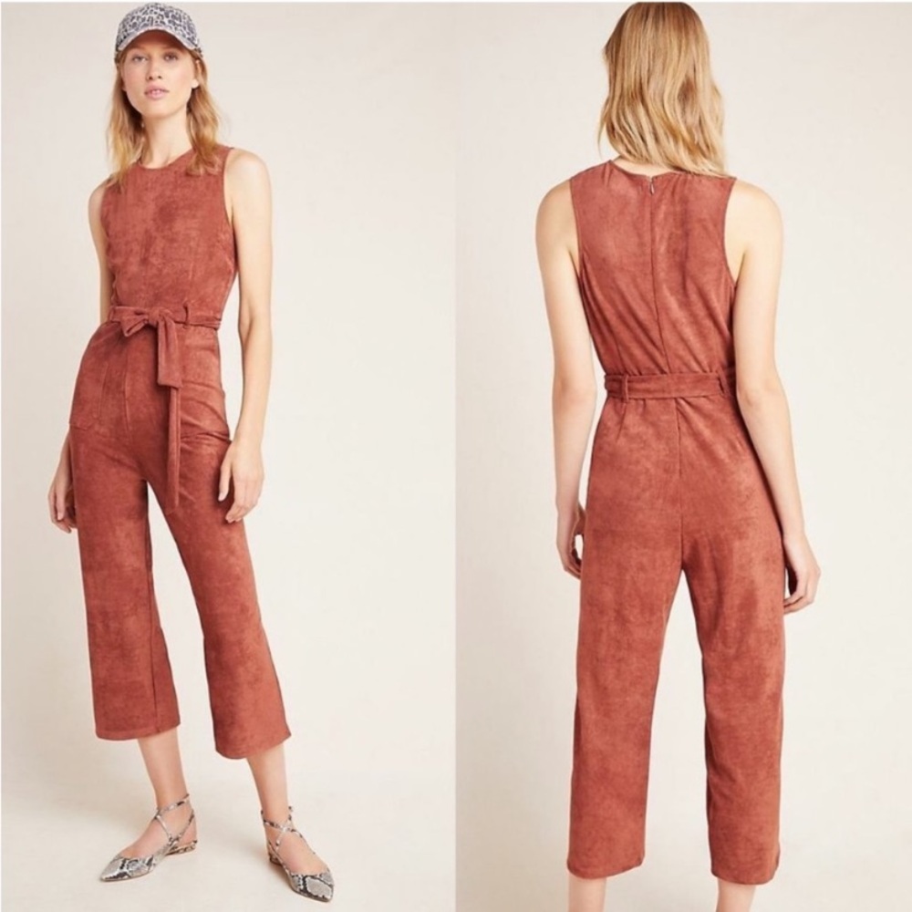Anthropologie Terracotta Sleeveless Jumpsuit